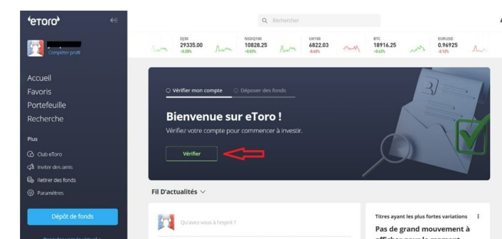 Vérification du compte eToro