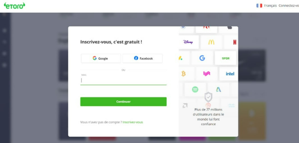 Ouvrir compte eToro